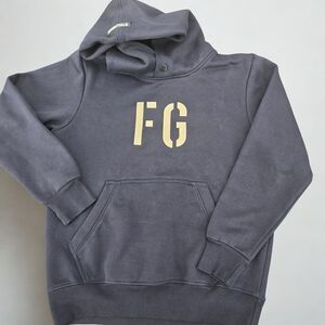 Rare! Special Edition Fear of God Men's Navy Blue Hoodie with Gold Lettering